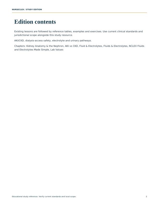 Renal & Urinary System Clinical Pathway Guide - Contents