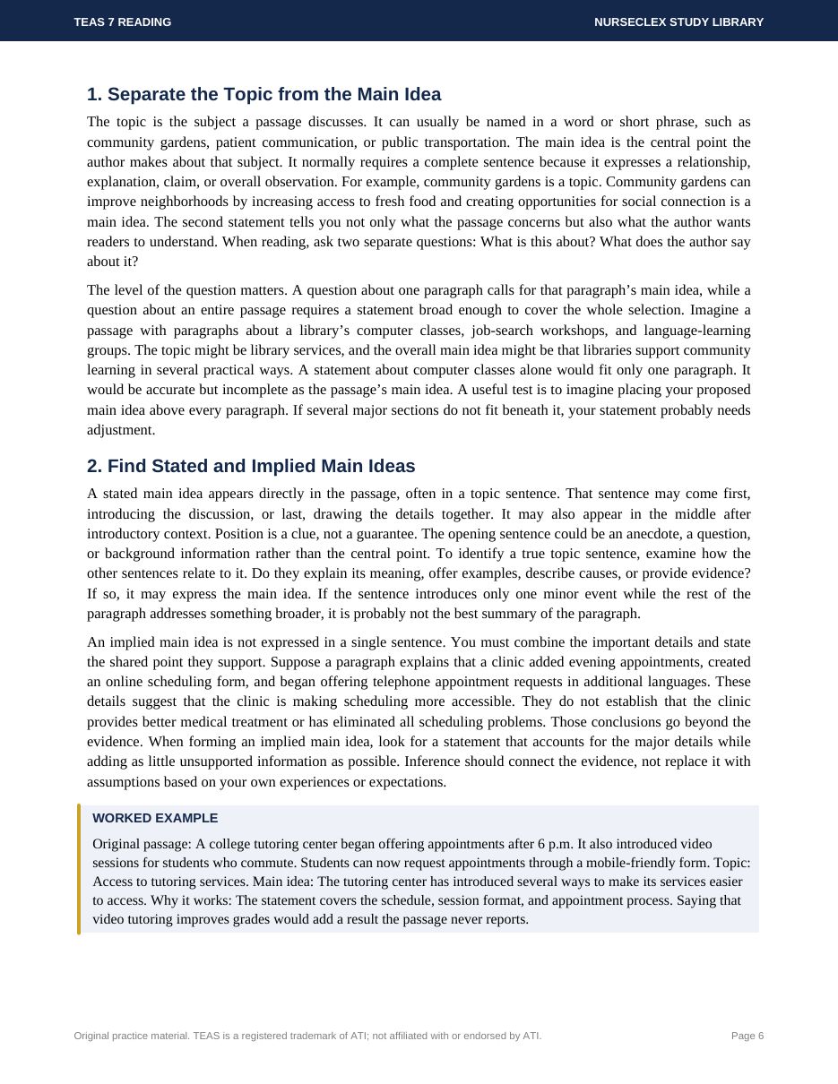 TEAS 7 Reading: Complete Study Guide and Practice - Page 6